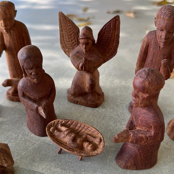 Holiday African Nativity Set Rustic Hand Carved Nativity From Africa